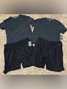 Athletic Works Men’s ButterCore Tee And  9” Inseam Jersey Shorts Bundle Size: L